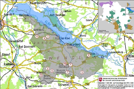 Karte Elbhöhen-Wendland - Elbtalaue