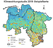 Beispielkarte aus der Klimawirkungsstudie 2019