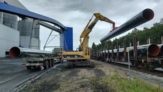 Anlieferung der Pipelinerohre gestern in Wilhelmshaven