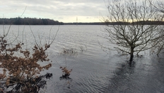 Landschaft überflutet von Wasser