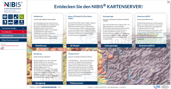 Benutzeroberfläche des NIBIS-Kartenservers