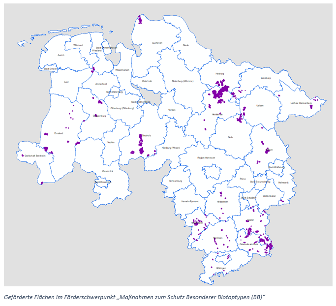 Geförderte Flächen im Förderschwerpunkt BB