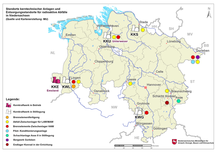 Kerntechnische Anlagen und Entsorgungsstandorte in Niedersachsen