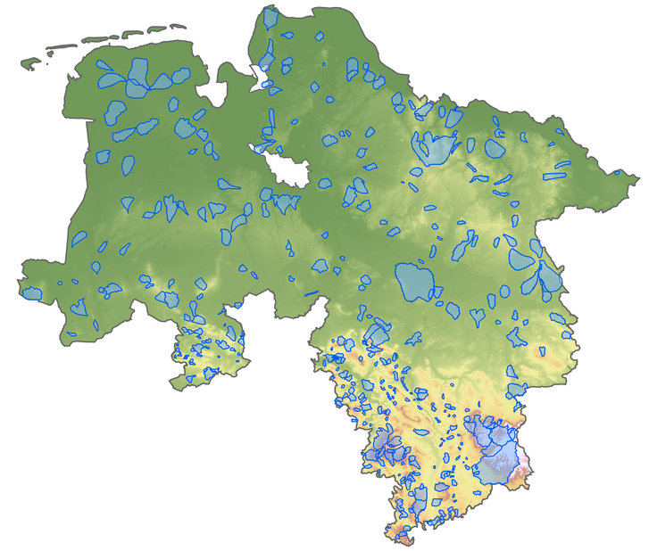 Grafik Übersicht Trinkwassergewinnungsgebiete in Niedersachsen