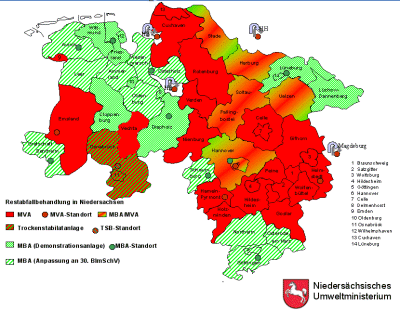 Karte zur Abfallablagerungsverordnung