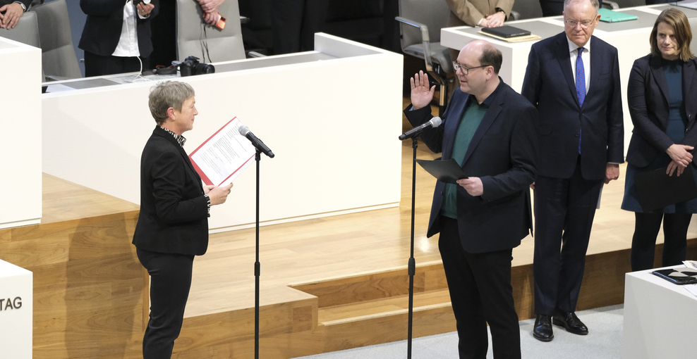 Der neue Umweltminister Christian Meyer bei seiner Vereidigung im Landtag